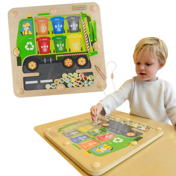MASTERKIDZ Tablica Magnetyczna Segregowanie Odpadów Ciężarówka do Recyklingu Montessori