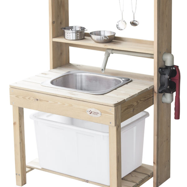 CLASSIC WORLD EDU Drewniany Zlew Kuchnia Błotna XXL z Obiegiem Wody