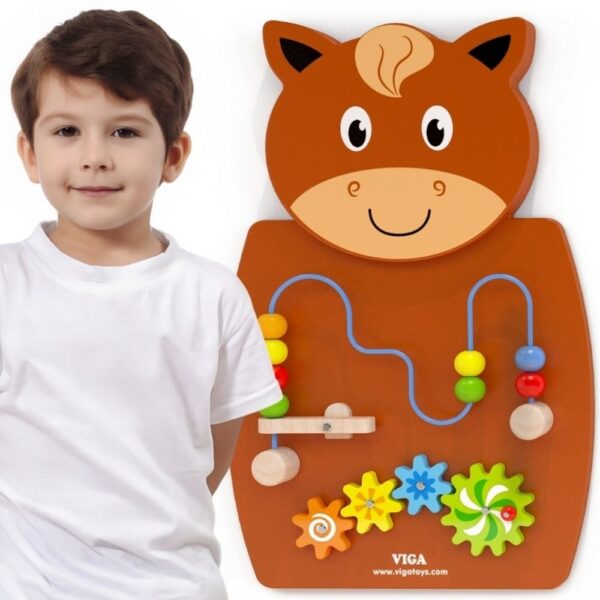 VIGA Drewniana Tablica Manipulacyjna Konik Certyfikat FSC Montessori