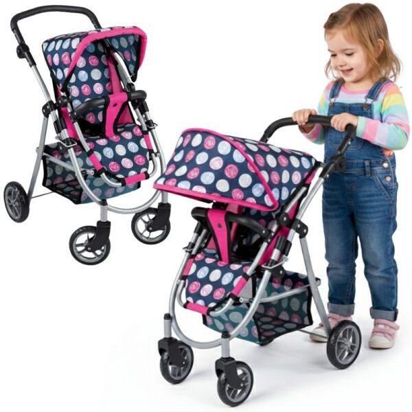 WOOPIE ROYAL Wózek dla Lalek Regulowane Siedzisko 4 Koła