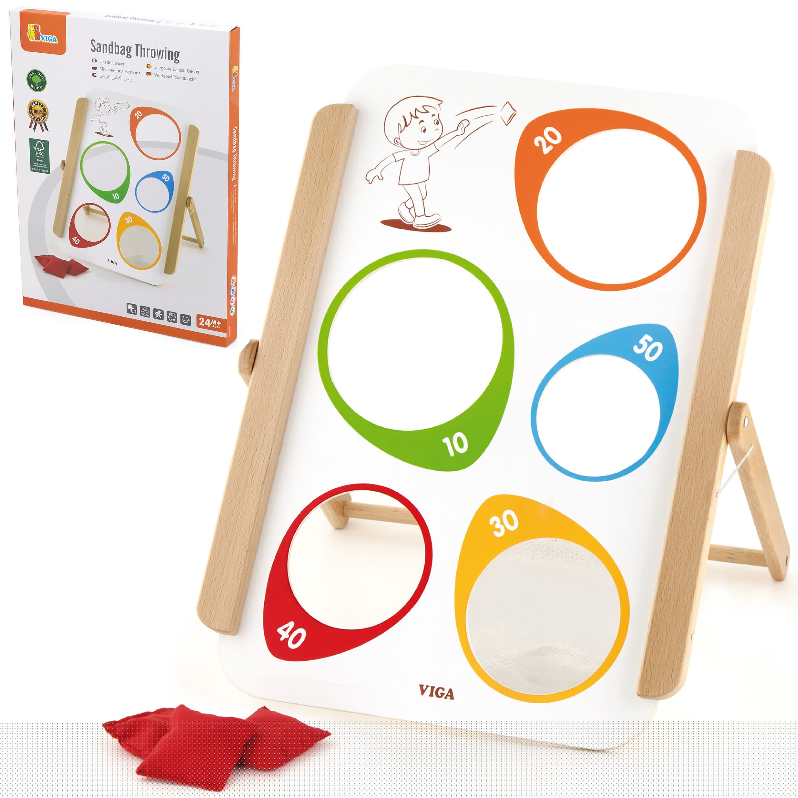 VIGA Drewniana Gra Zręcznościowa Rzut Do Celu Certyfikat FSC