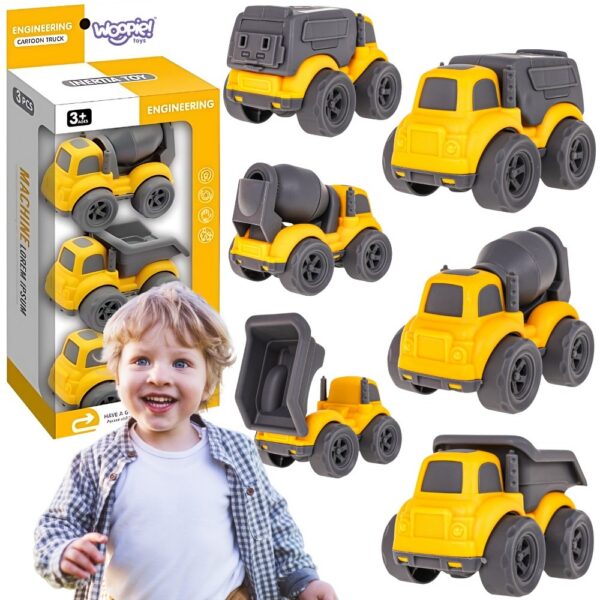 WOOPIE Zestaw 3w1 Pojazdy Budowlane Śmieciarka Betoniarka Wywrotka