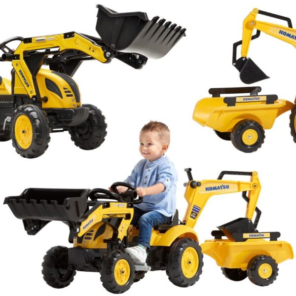 FALK Traktor na Pedały Komatsu z Łyżką Koparką i Przyczepą 2-5 lat