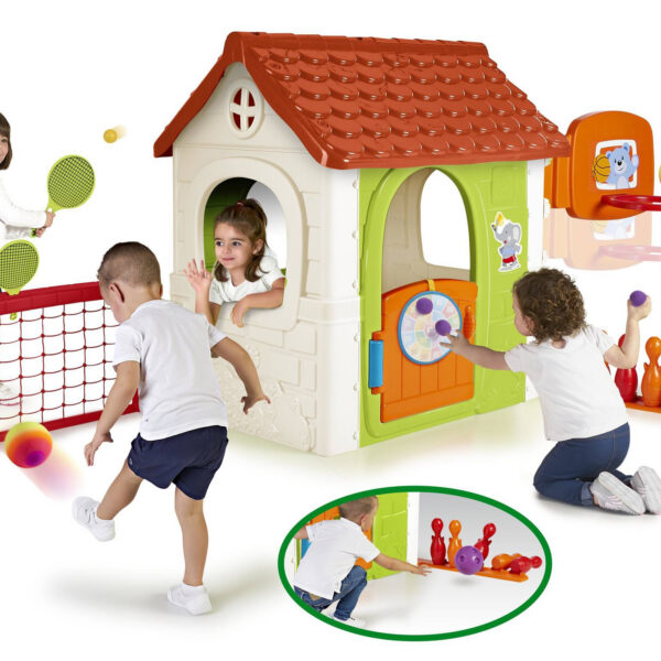 FEBER Dom Aktywności Wielofunkcyjny Domek  6 w 1 z Dołączonymi Grami