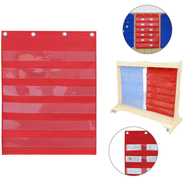 MASTERKIDZ Materiałowy Arkusz Do Wieszania Z Kieszonkami Na Fiszki I Obrazki Czerwony