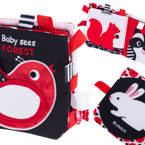 Książeczka sensoryczna gryzak metki kontrastowa las