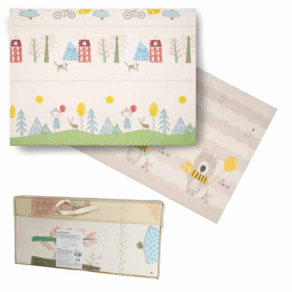 Mata edukacyjna piankowa dwustronna składana 150x200cm drzewa misie