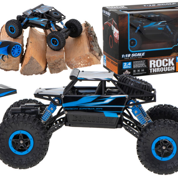 Samochód zdalnie sterowany na pilota RC Rock Crawler HB 2,4GHz 1:18 niebieski